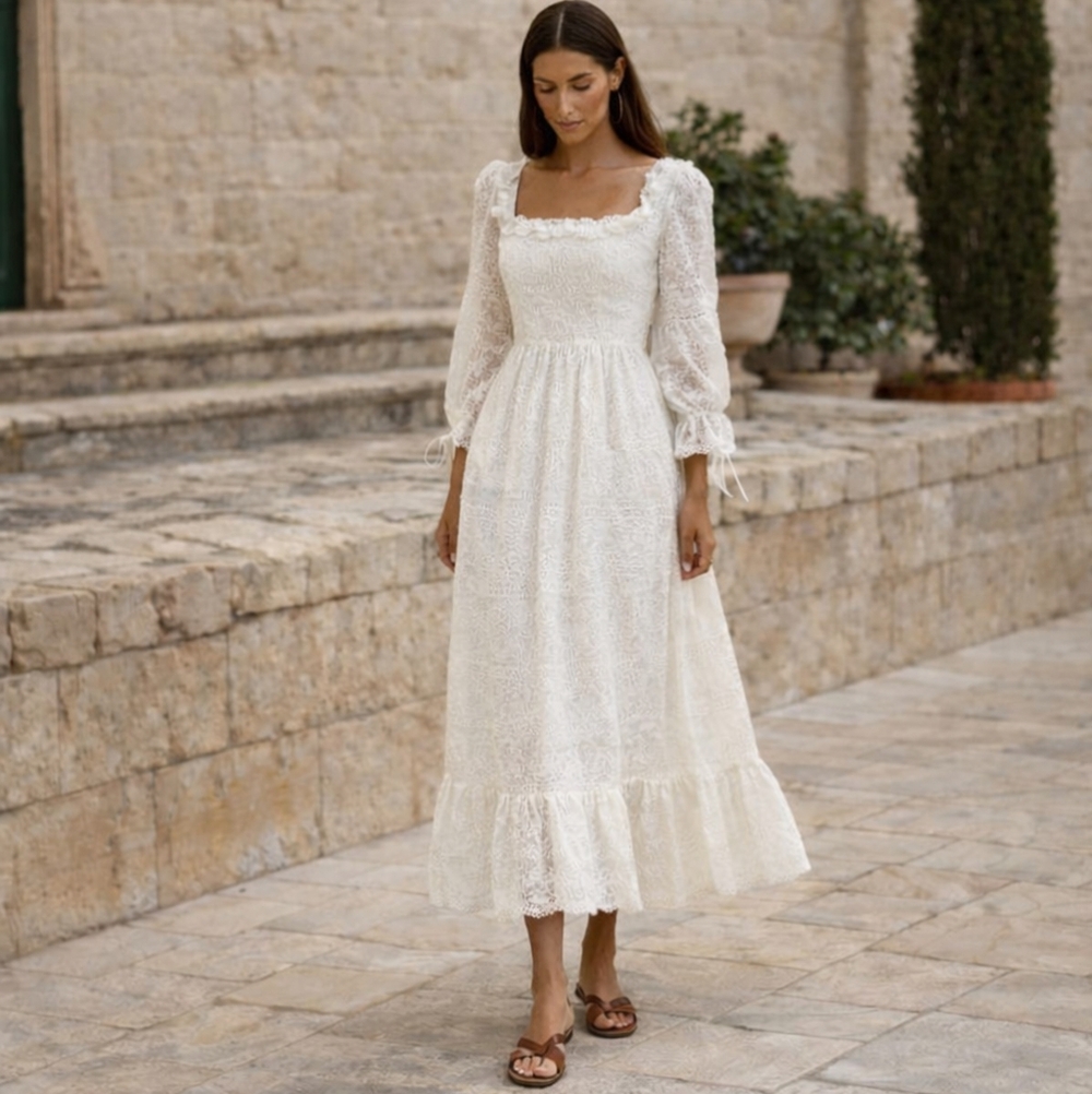 Alamour The Label White Lace Renata Midi Dress Size L